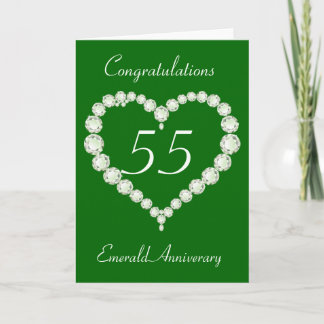 Carte Anniversaire d'émeraude de diamant de coeur