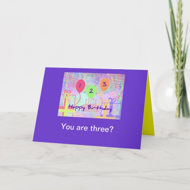 Carte Anniversaire d'enfant trois années - joyeux (Devant)