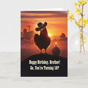 Carte Anniversaire des 18 ans de frère Mignon Poulet Drô