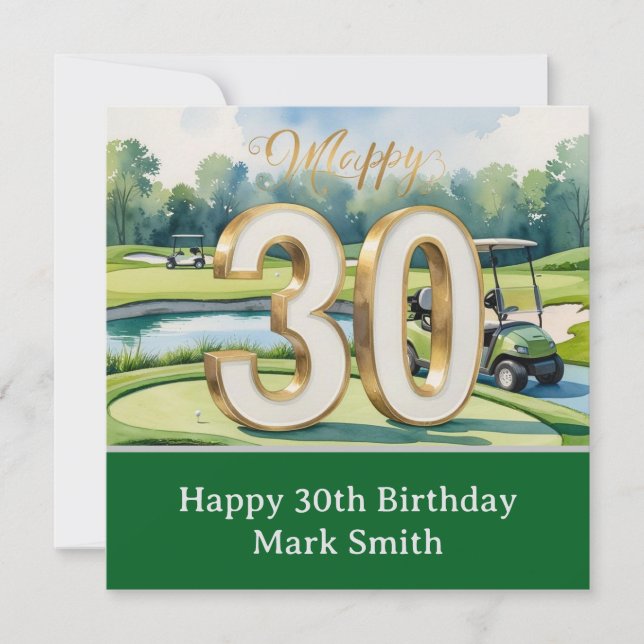 Carte Anniversaire des 30 ans de golf sur le parcours de (Devant)