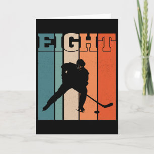 Carte Anniversaire des 8 ans Hockey sur glace rétro Enfa