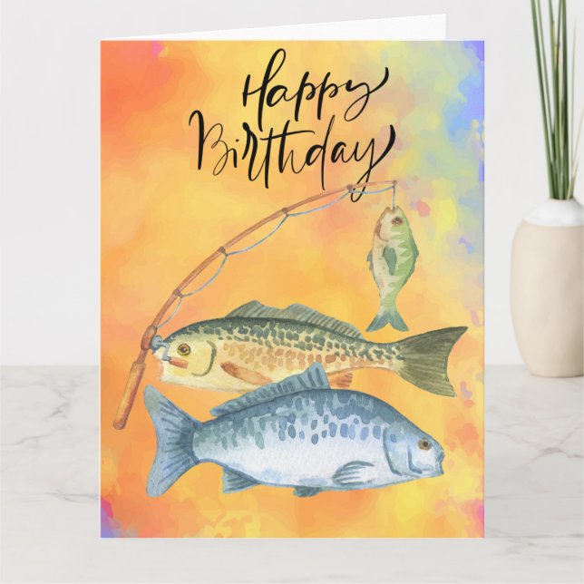 Carte Anniversaire des amoureux de la pêche avec de l'aq (Devant)