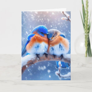 Carte Anniversaire Des Bluebirds Qui Marchent En Hiver