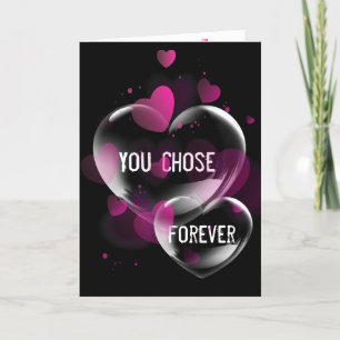 Carte Anniversaire des bulles cardiaques sur le noir