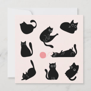 Carte Anniversaire des chats noirs soyeux