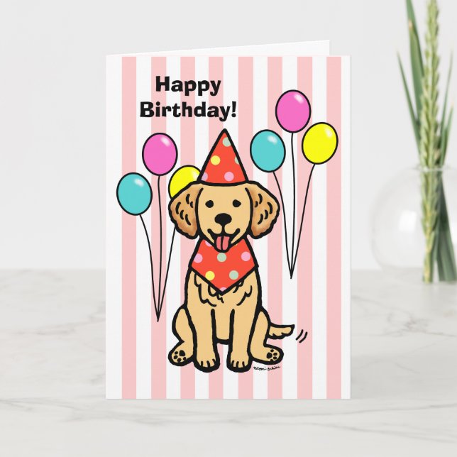 Carte Anniversaire des chiots Golden Retriever (Devant)
