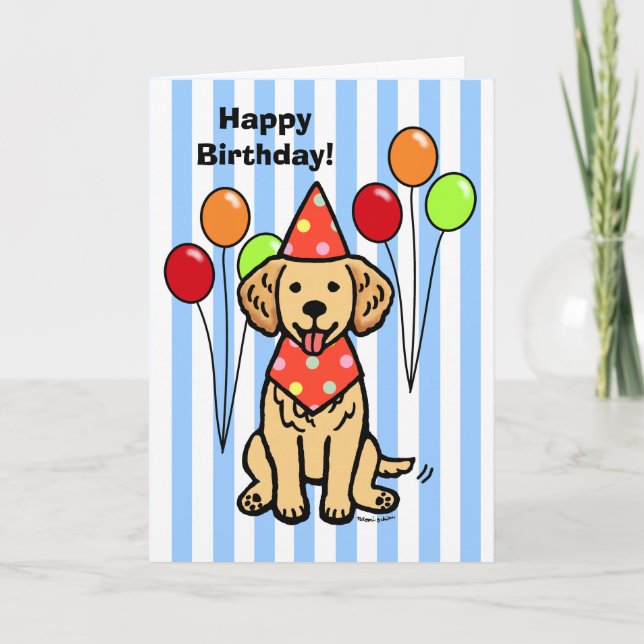 Carte Anniversaire des chiots Golden Retriever (Devant)