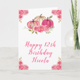 Carte Anniversaire des Citrouilles de fleurs roses chaud