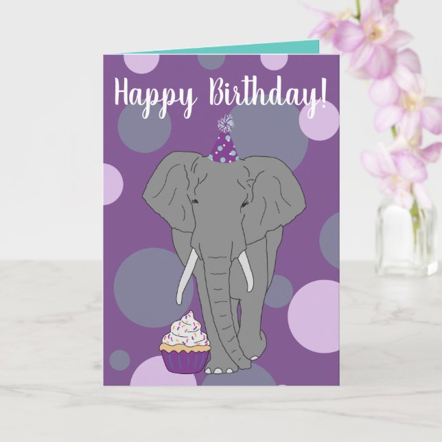 Carte Anniversaire des éléphants personnalisables (Orchidée)