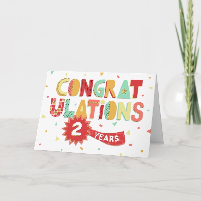 Carte Anniversaire des employés 2 ans Fun Félicitations (Devant)