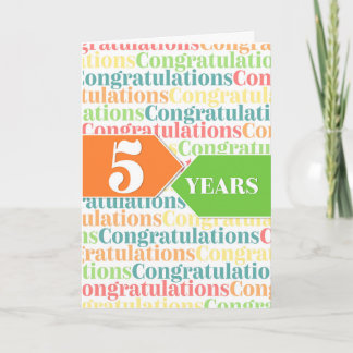 Carte Anniversaire des employés 5 ans Motif coloré