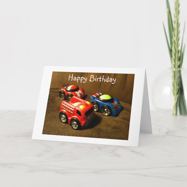 CARTE ANNIVERSAIRE DES JEUNES ENFANTS - VOITURE DE COURS (Devant)