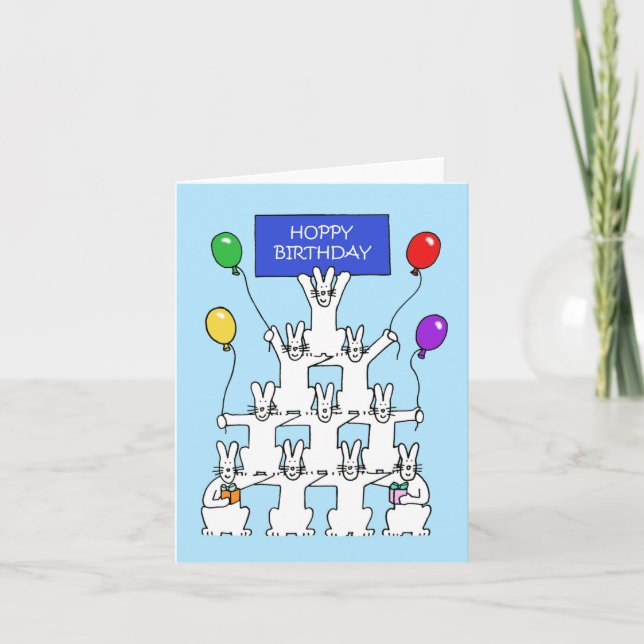 Carte Anniversaire des lapins blancs Hoppy (Devant)