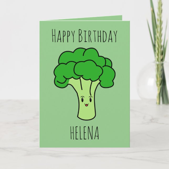 Carte Anniversaire des légumes verts de Brocoli Cute Cut (Devant)