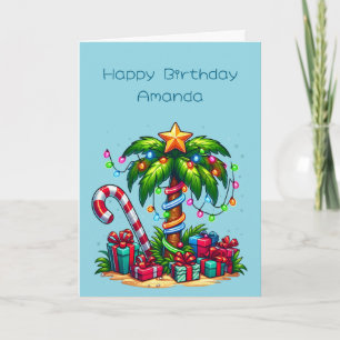 Carte Anniversaire des palmiers de Noël tropicaux