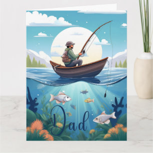 Carte Anniversaire Des Pères Avec Théâtre De Pêche