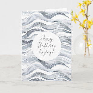 Carte Anniversaire des vagues blanches d'argent