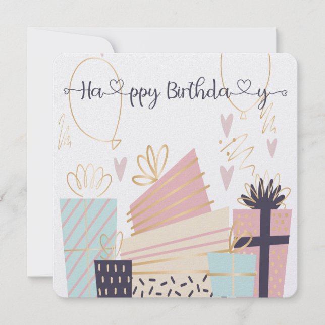 Carte Anniversaire Dessinée À La Main  (Devant)