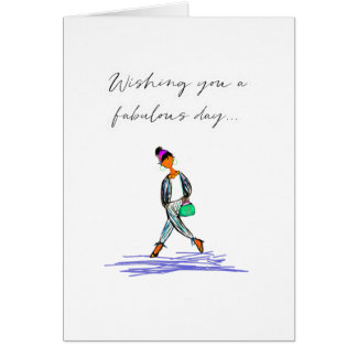 Carte Anniversaire Dessinée À La Main Femme Élégan