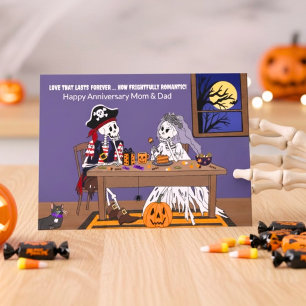 Carte Anniversaire d'Halloween Parents Squelettes Drôles
