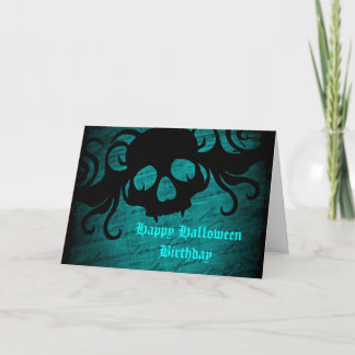 Carte Anniversaire d'Halloween turquoise