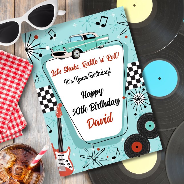 Carte Anniversaire Diner Rétro des Années 1950 (1950s retro birthday card
)