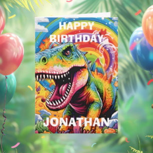 Carte anniversaire dinosaure coloré mignon