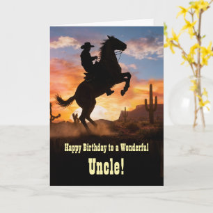 Carte Anniversaire d'Oncle Country Western Cowboy Cheval