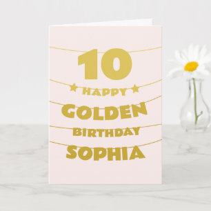 Carte Anniversaire d'or, 10 ans le 10, sur mesure