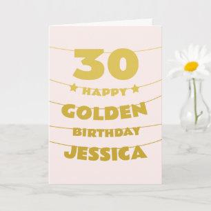 Carte Anniversaire d'or, 30 ans le 30, sur mesure