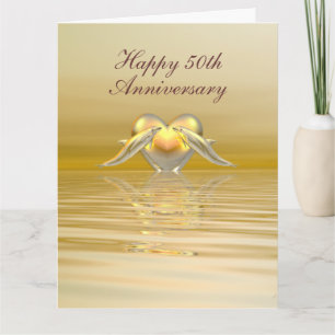 Carte Anniversaire d'or Dauphins et coeur Big