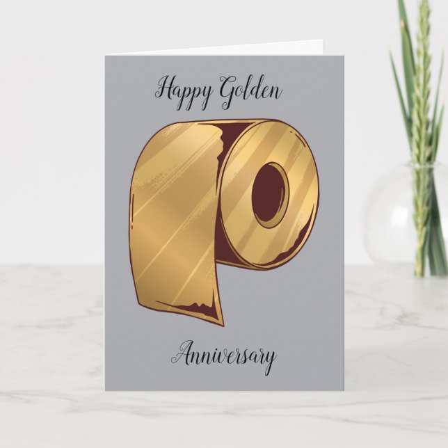 Carte Anniversaire d'or Humour de papier toilette (Devant)