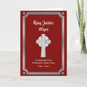 Carte Anniversaire d'ordination de jubilé RUBY Prêtre 40