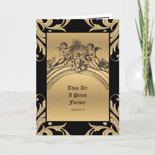 Carte Anniversaire d'ordination de prêtre catholique Ang (Devant)