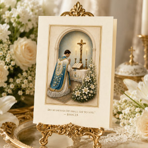 Carte Anniversaire d'ordination de prêtre marial catholi