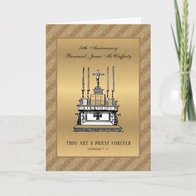 Carte Anniversaire d'ordination d'un prêtre catholique - (Devant)