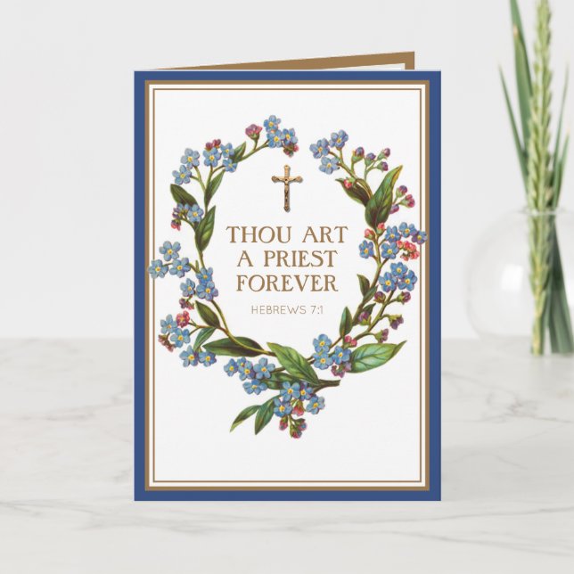 Carte Anniversaire d'ordination d'un prêtre catholique r (Devant)