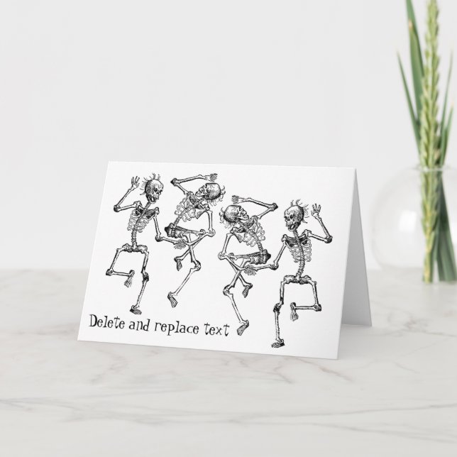 Carte Anniversaire d'os de squelettes de danse le vieil (Devant)