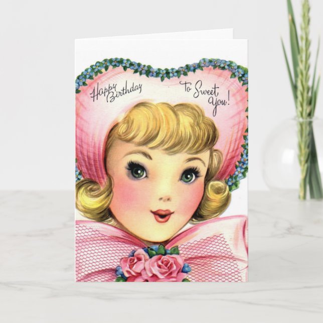 Carte Anniversaire doux en rose (Devant)