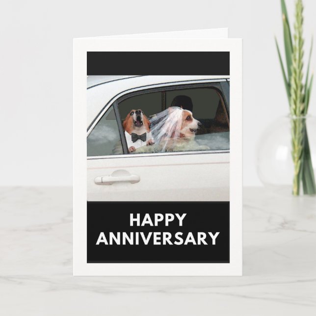 Carte Anniversaire drôle avec Corgi Couple en voiture (Devant)