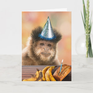Carte Anniversaire drôle Capuchin Singe Pain de Banane