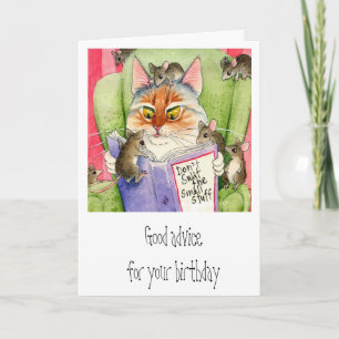 Carte Anniversaire drôle de chat et souris