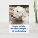 Carte Anniversaire drôle de crème glacée de chien et<br><div class="desc">Une carte d'anniversaire drôle de devoir-achat pour n'importe qui qui aime les chiens et la crème glacée ! Le chien dans les photos est un labradoodle appréciant son premier goût d'un cornet de crème glacée. Gardez les slogans humoristiques ou customisez votre propre meme. Apportez un sourire au garçon ou à...</div>