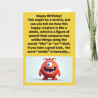 Carte Anniversaire drôle de jeu de mots Simile Joyeux