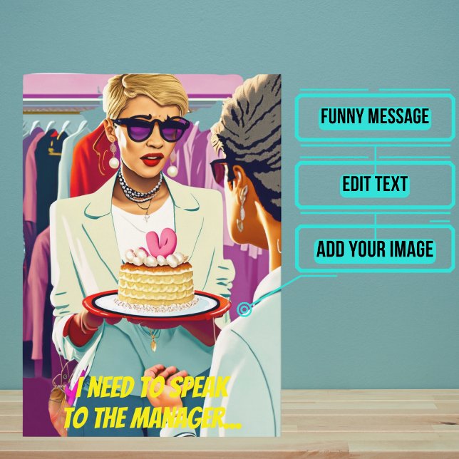 Carte Anniversaire drôle de Karen, Pop Art coloré (This is a classic joke about the "Karens" of the world.)