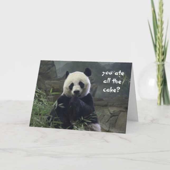 Carte Anniversaire drôle de panda, aucun gâteau ? (Devant)