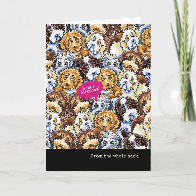 Carte Anniversaire drôle des chiens de race mélangés par (Devant)