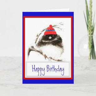 Carte Anniversaire drôle d'hiver avec l'oiseau frais