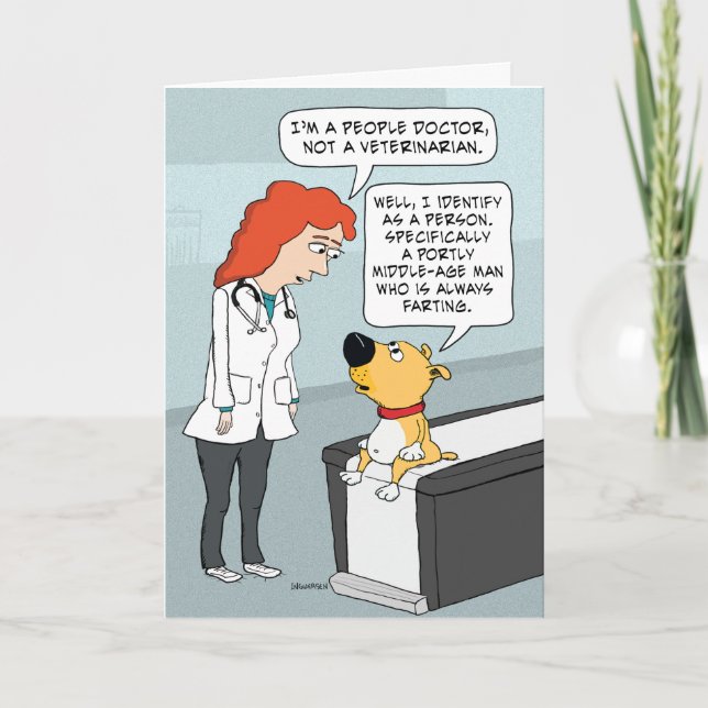 Carte Anniversaire drôle du docteur et du chien (Devant)