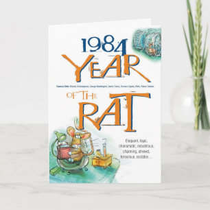 Carte Anniversaire drôle du rat chinois de zodiac 1984